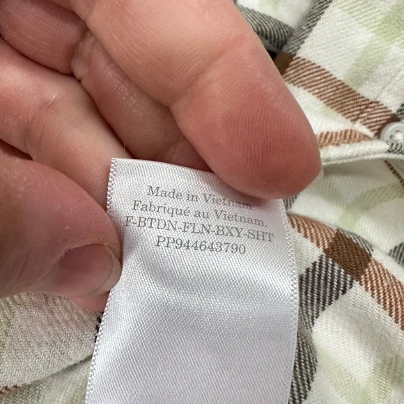 Everlane Oversized Plaid Flannel Shirt Cream Brown Sage Green Women's Size XS - Picture 9 of 12